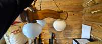 Drewniana, potrójna lampa -vintage-