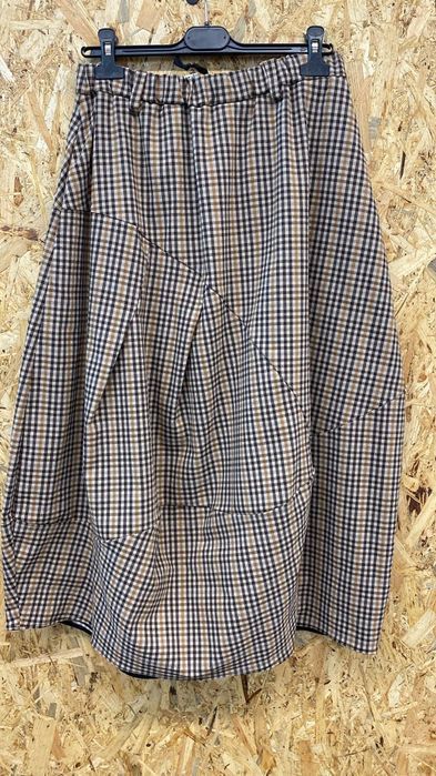 Spódnica damska Wendy trendy w kratkę beżowo-brązową