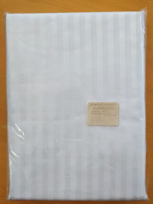 Pościel adamaszek biały 100x135 + poszewka 40x60 dziecięca NOWA
