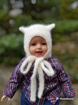 Czapka kotek Kitty  biała 42/44  wełna