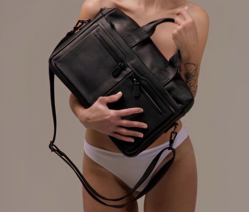 Якісна чоловіча шкіряна сумка- портфель, для ноутбука чи документів