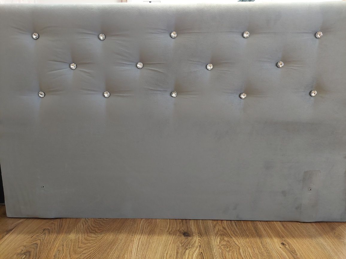 Panel tapicerowany zagłówek szary z kryształkami 115 cm