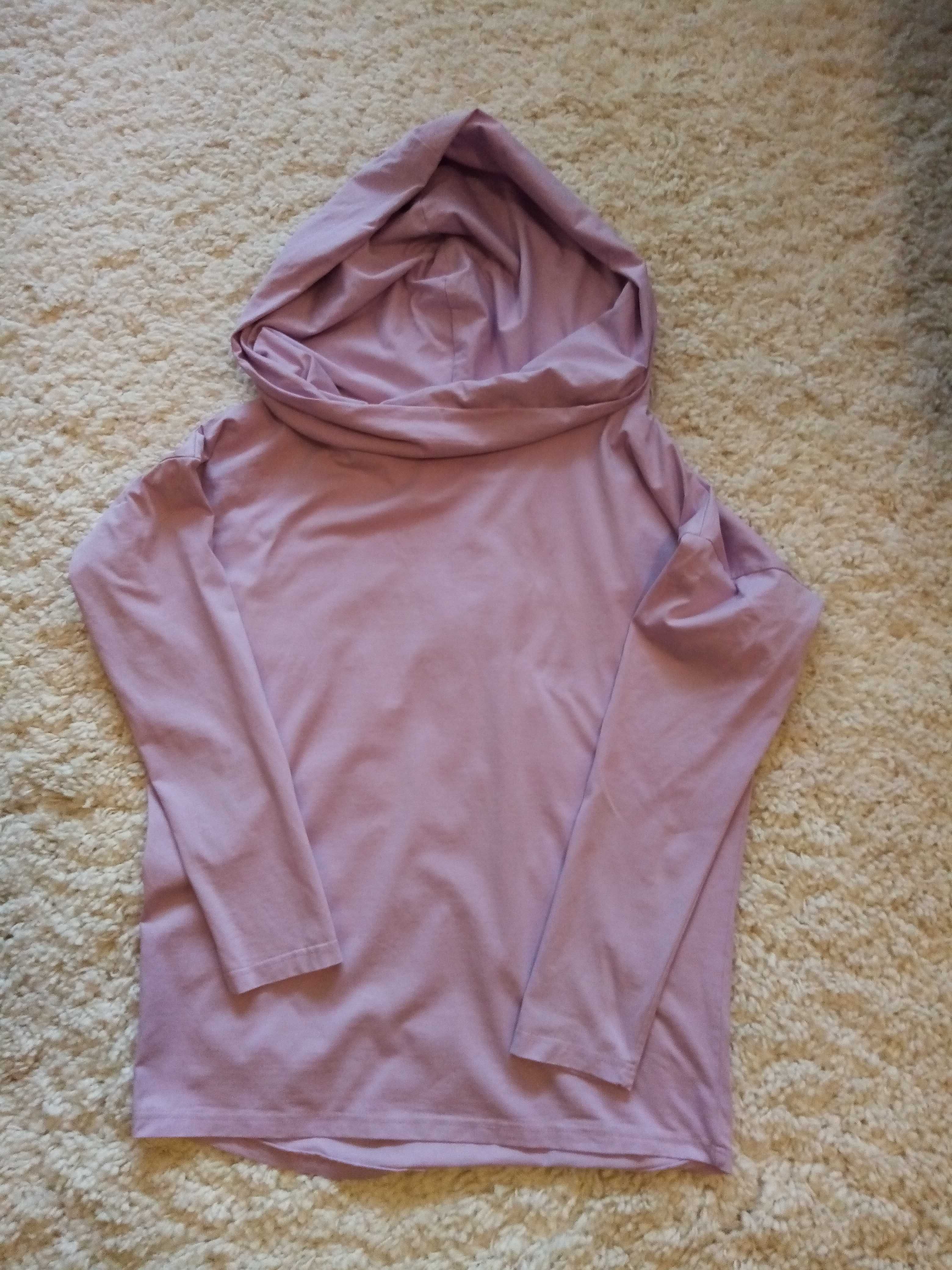Bluzka bluza liliowa kaptur S M handmade vintage boho