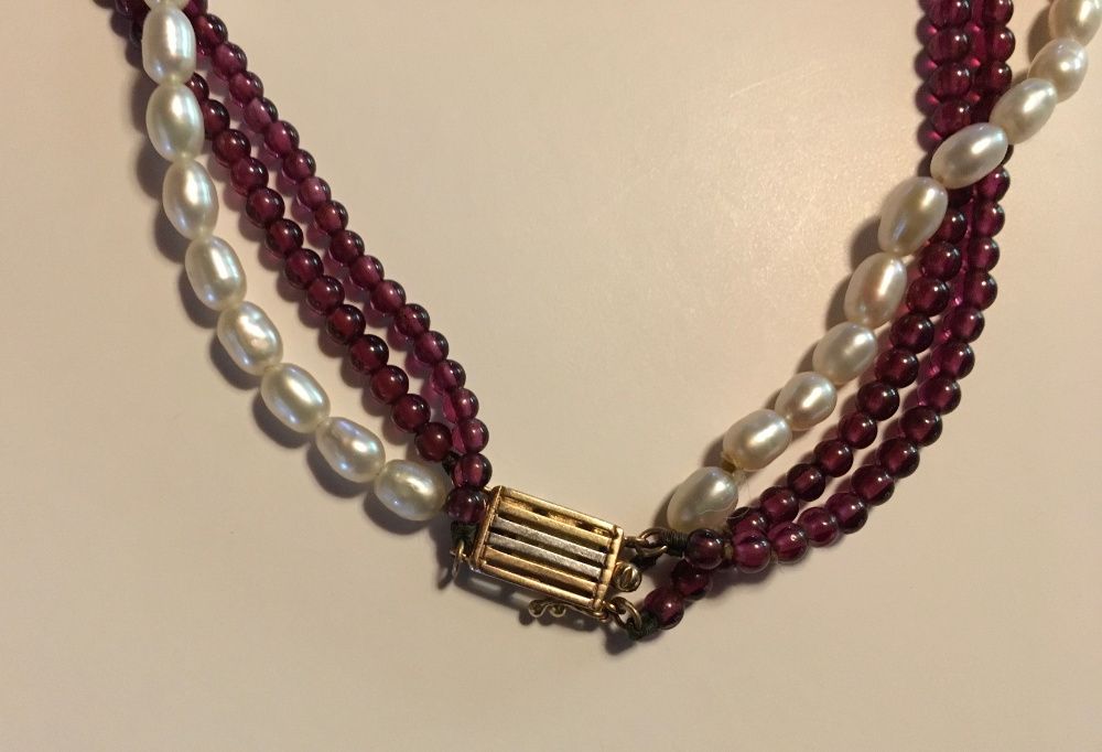 Colar de pérolas barrocas japonesas, contas de ametista, fecho em ouro