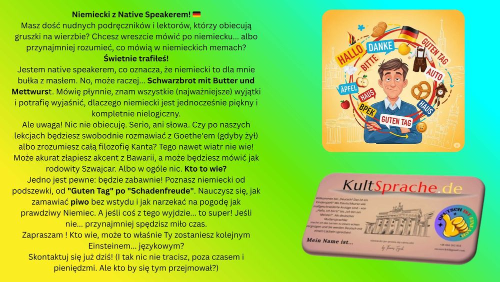 Niemiecki z Native Speakerem  Korepetycje od 50zl