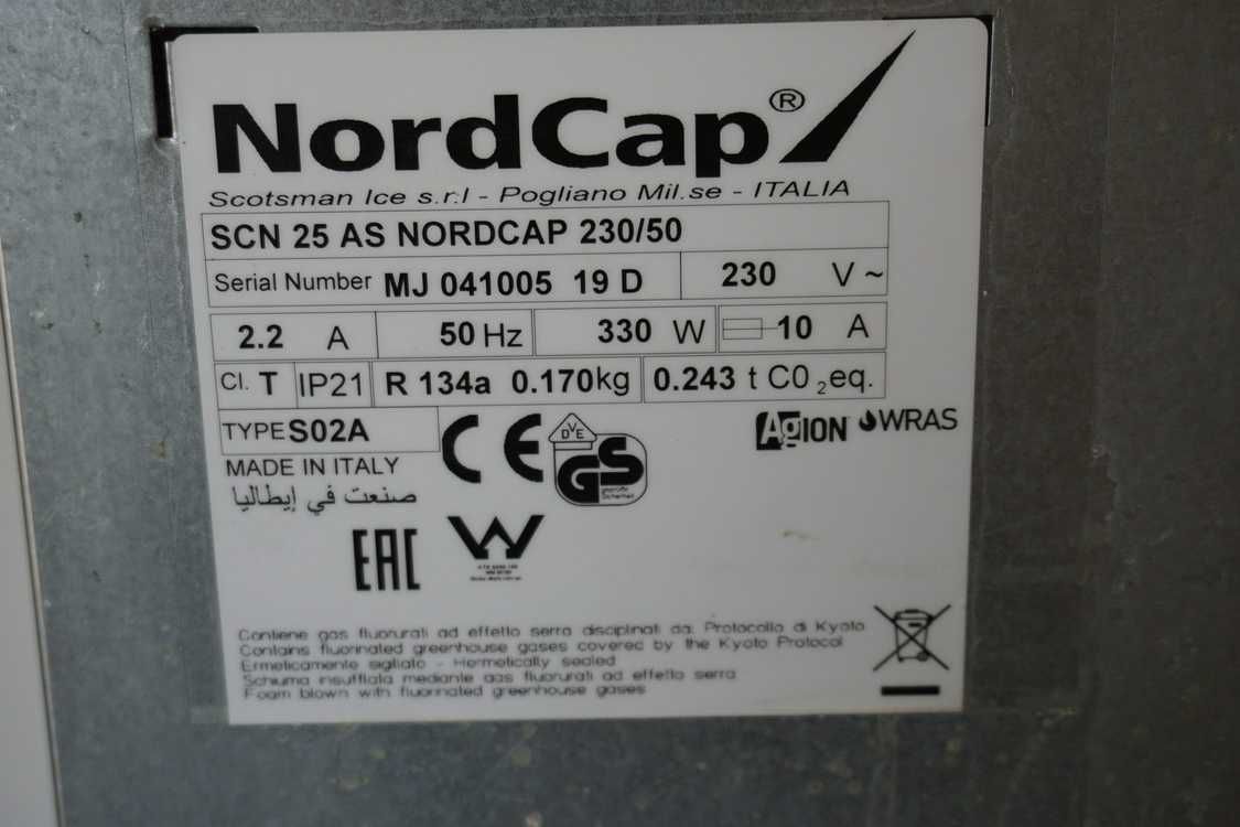 Kostkarka do lodu NordCap SCN 25 AS TYPE S02A 20kg/24h    wym.34x46x60