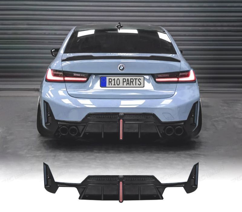 DIFUSOR BMW G20 LCI 23-25 LOOK M COM LUZ DE TRAVAGEM PRETO BRILHANTE