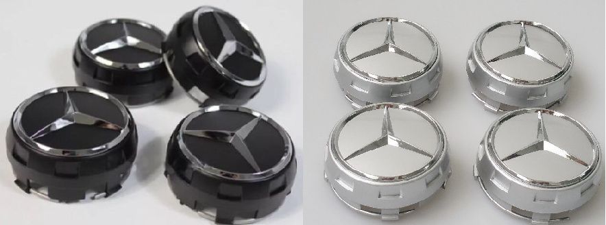 Kit 4 Centros Jante Mercedes AMG 75mm Vermelhos Pretos Cinza