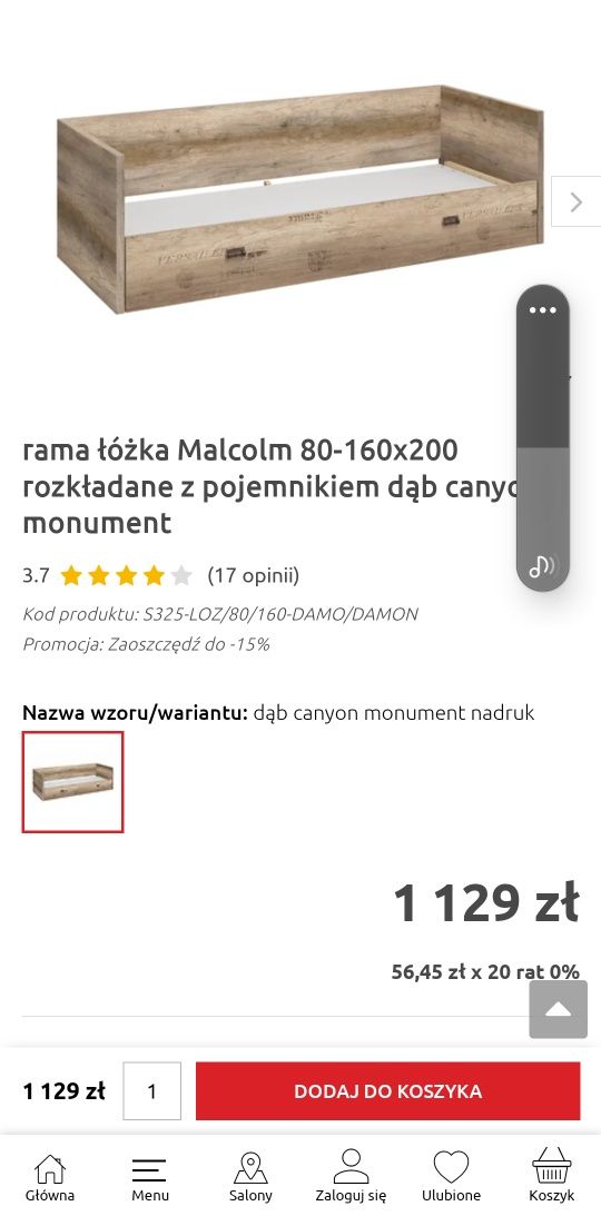 Łóżko młodzieżowe Malcolm Brw