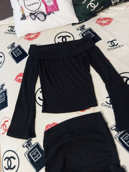 Sweterek plus spódniczka czarny komplet S