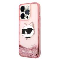 Etui Karl Lagerfeld do iPhone 14 Pro 6,1" Różowy Glitter Choupette