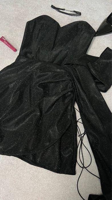 Сукня з паєтками жіноча із шнурівкою та завязками на спині корсетна