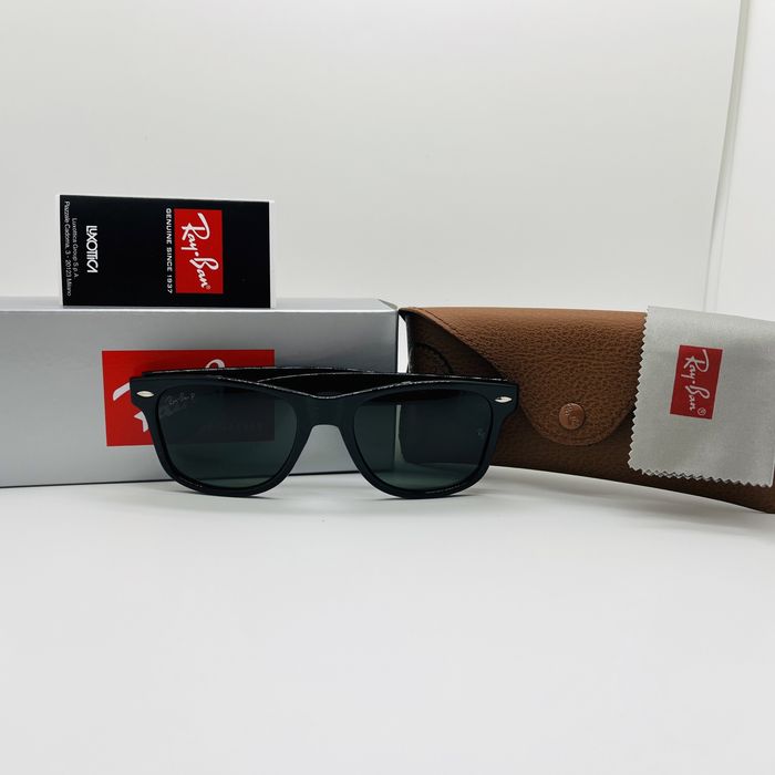 Поляризационные очки Ray Ban Wayfarer 2140P Glossy Black|Green