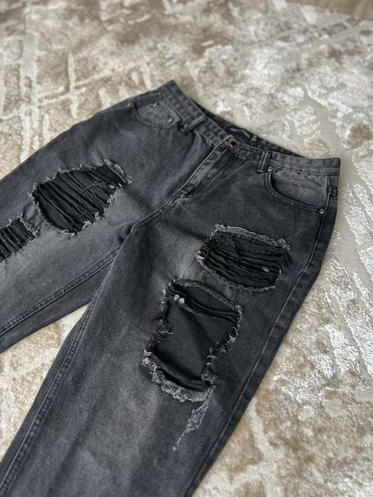 Spodnie jeansowe czarne z dziurami Boyfriend rozmiar 40 ( L )