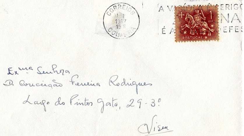 Portugal - 1957jan19 = Envelope, carimbo e selo