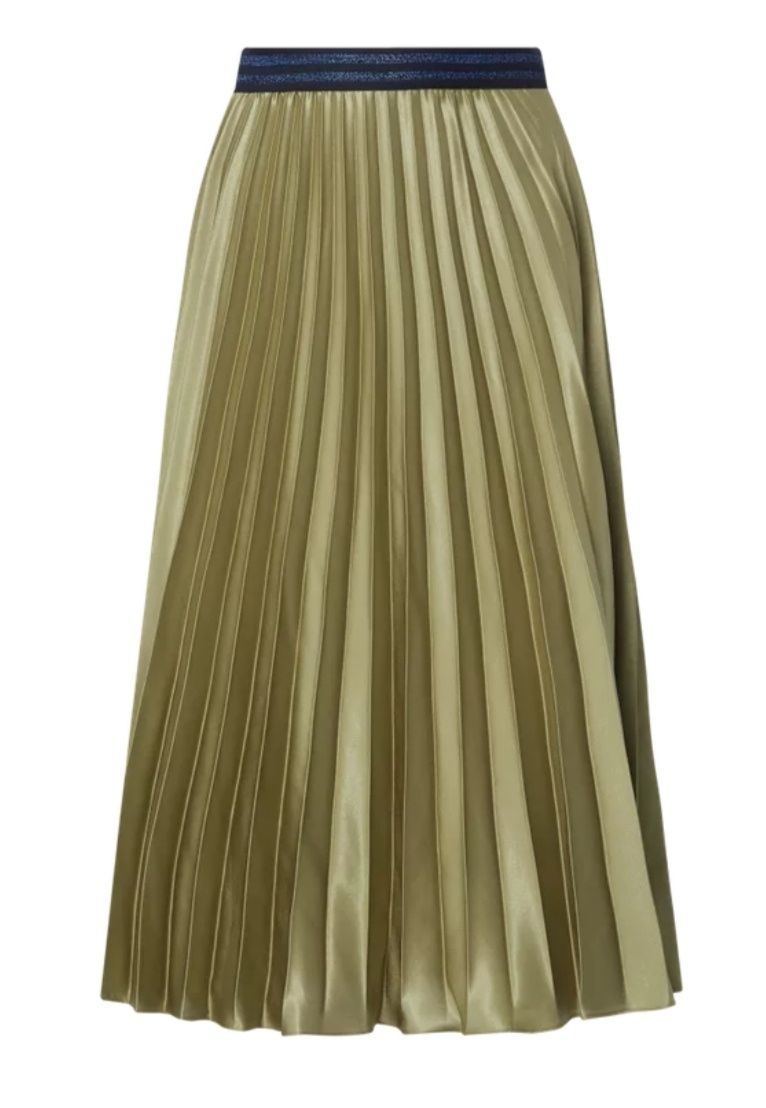 Spódnica satynowa plisowana midi 38 M Jake*s collection zielona oliwko