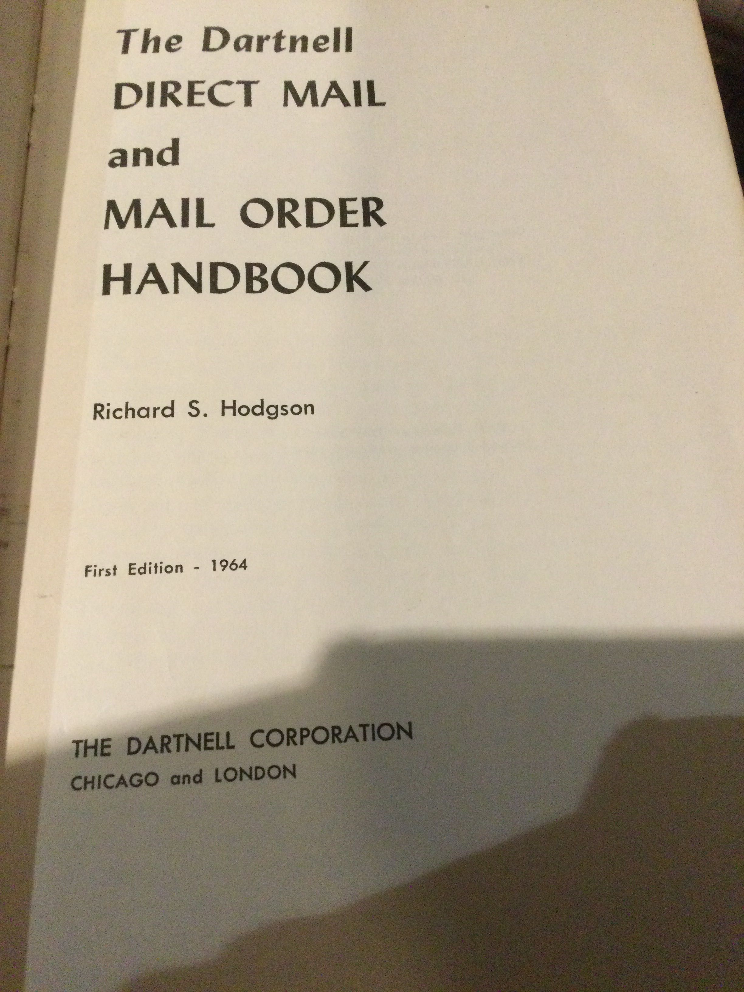 Livro Dartnell Direct Mail and Mail Order First Edition 1964