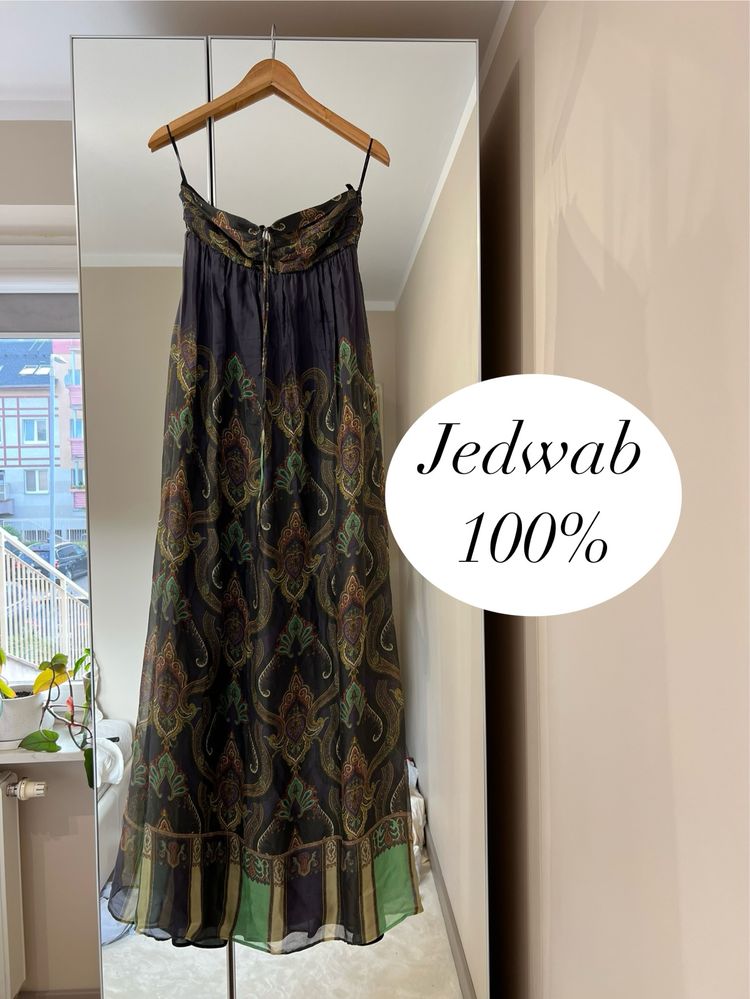 Sukienka maxi długa jedwab 100% nowa Zara na lato bez pleców