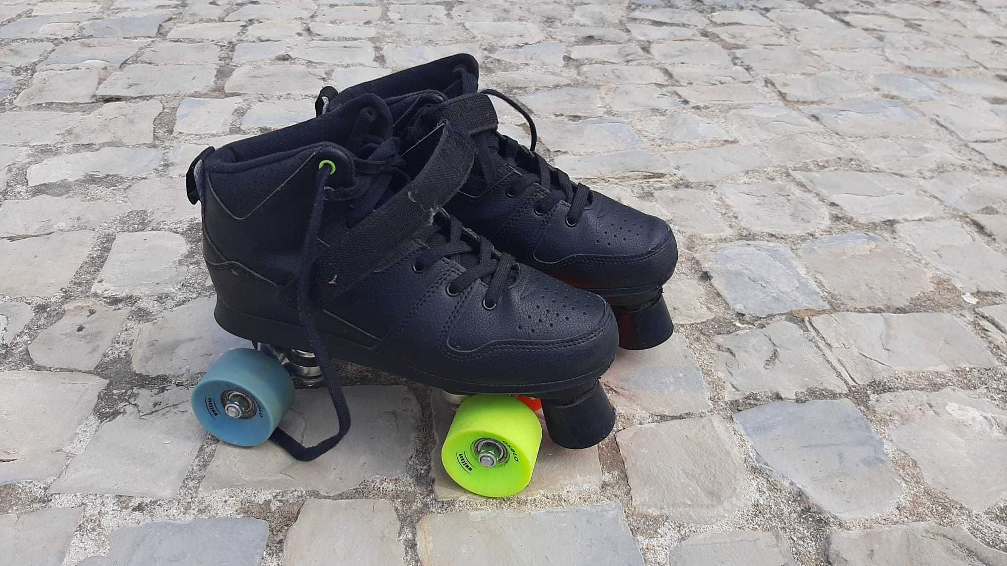 Kit completo de patins de 4 rodas + capacete + proteções Oxelo
