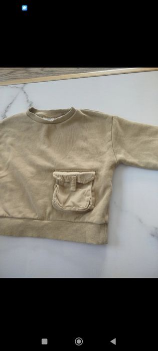 Zara bluza dresowa bawełna 74 80 khaki