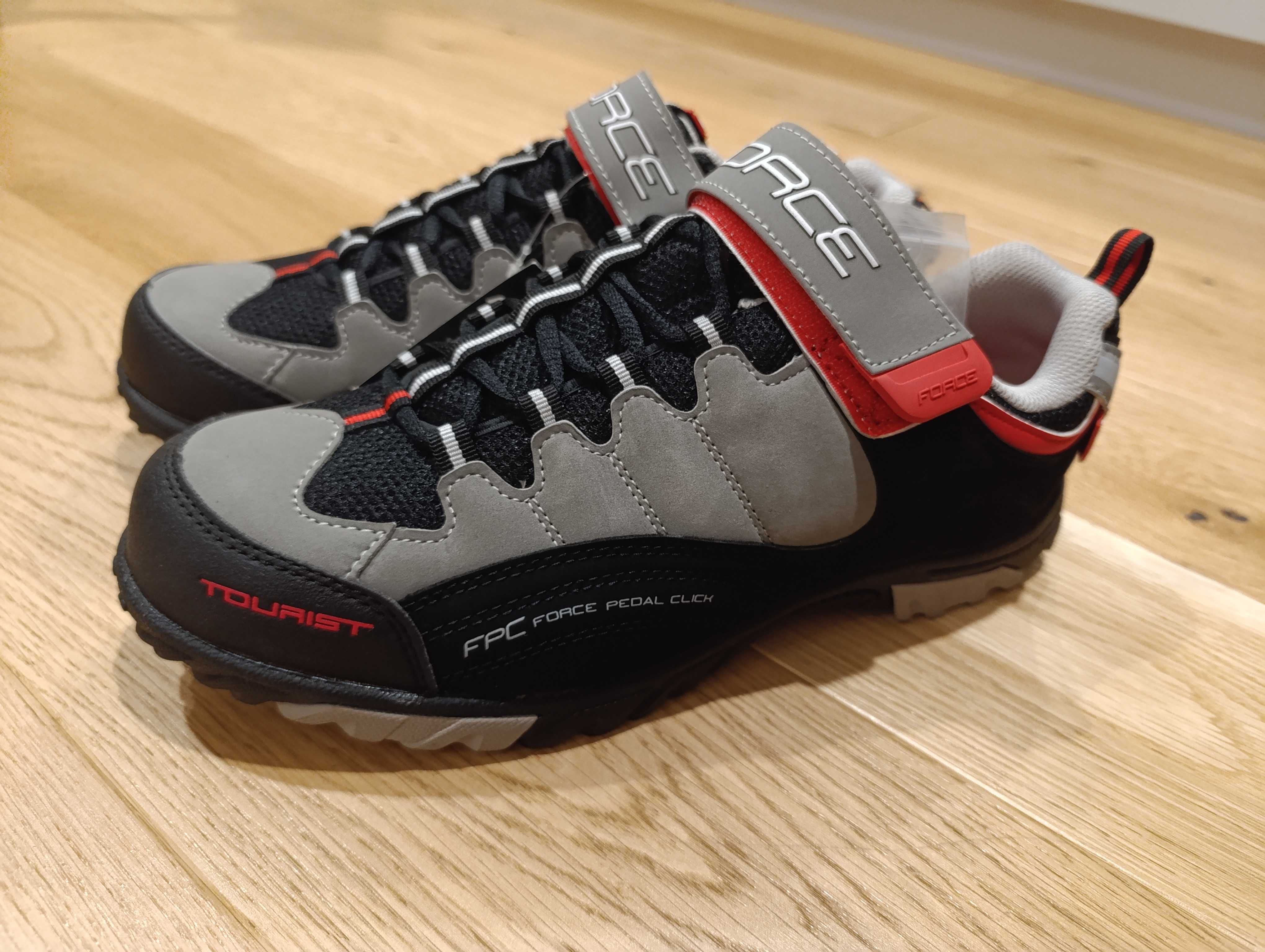 FORCE MTB TOURIST black-grey-red SPD r.45