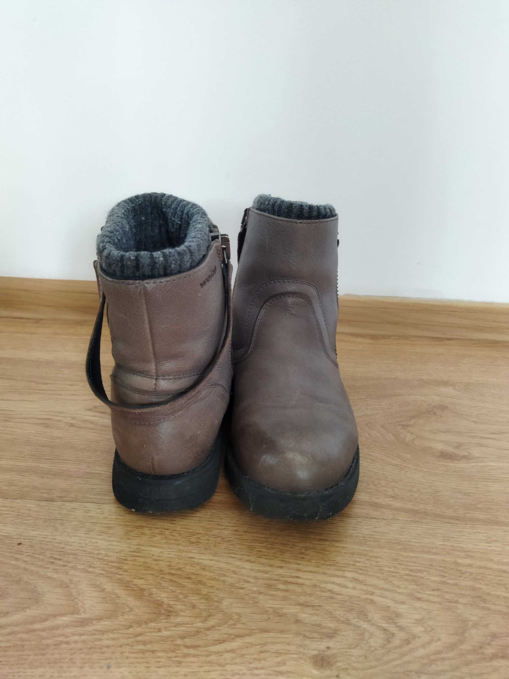 Buty , botki Wojas r. 36 skóra naturalna, kolor szary.