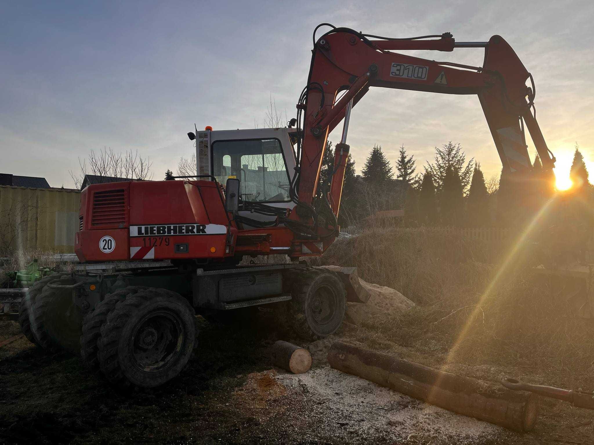 Usługi koparką kołową LIEBHERR – wykopy, niwelacja, prace ziemne