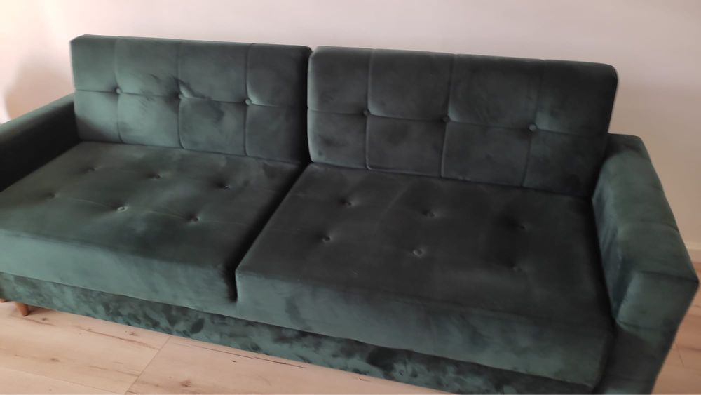 Sofa i pufa  komplet kolor zielen