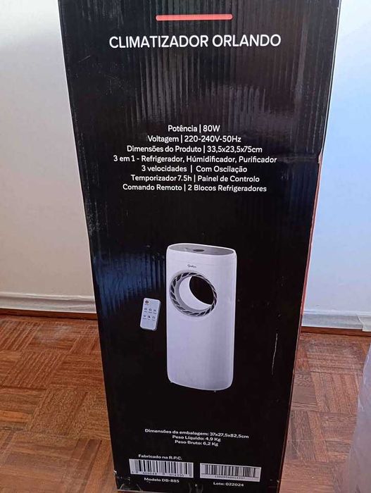 Climatizador Orlando novo com 8 horas de trabalho