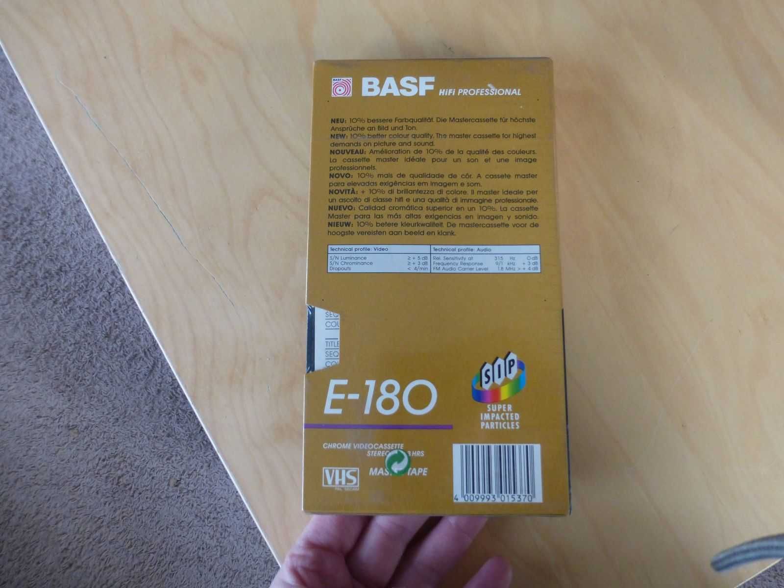 Kolekcja kaseta audio VHS BASF E-180 HiFi Profesional nowa zafoliowana