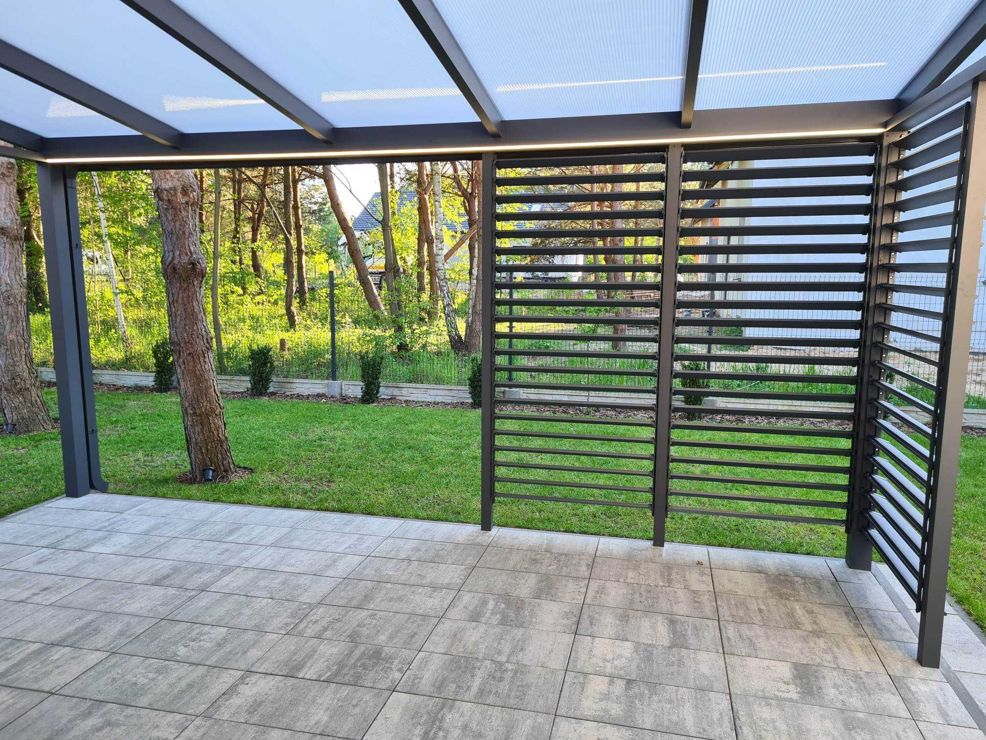 Zadaszenie tarasu Pergola szklane ściany Ruchome Ścianki Aluminium