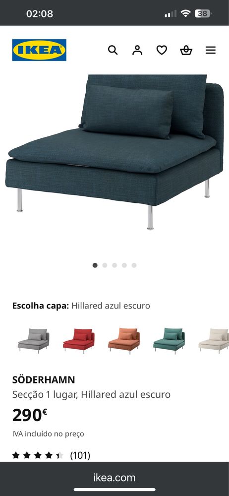 Sofá 1 a 2 lugares IKEA como novo
