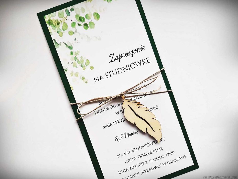 Rustykalne zaproszenia na studniówkę w formie karty