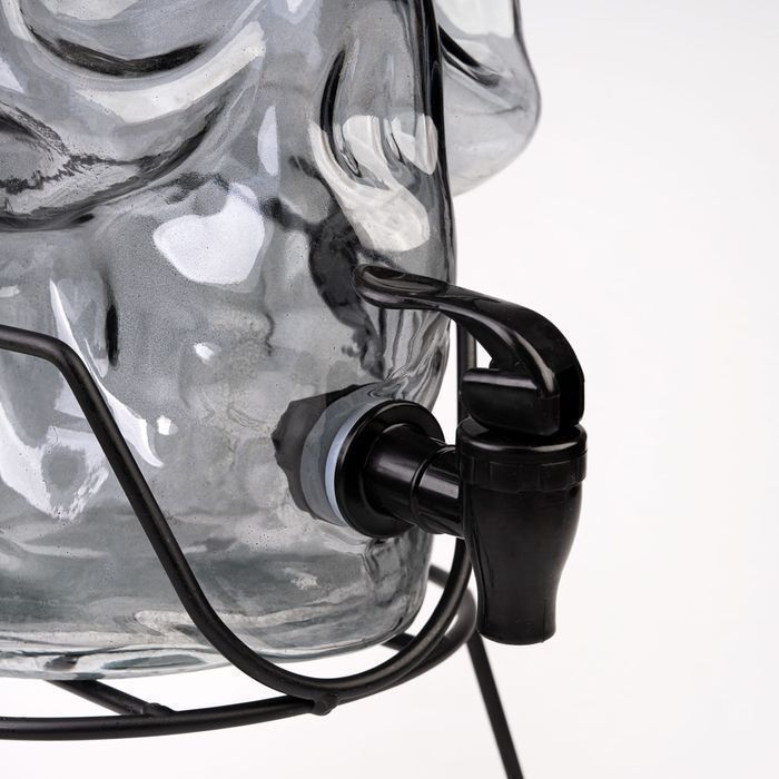 Słój szklany 5L - CZASZKA CIEMNA + stojak + kranik plastikowy