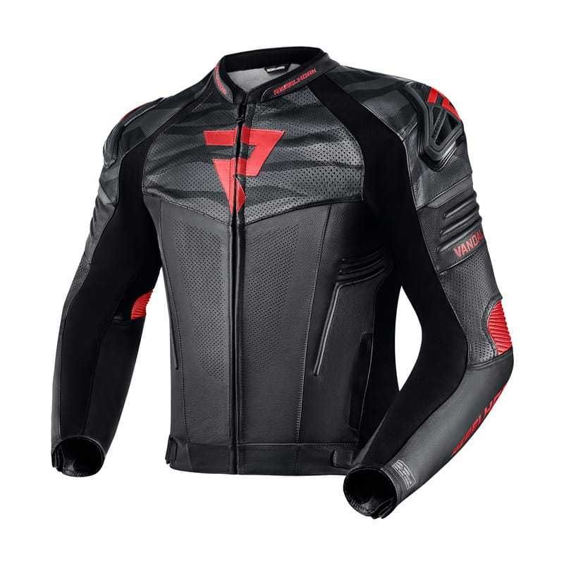 Kurtka motocyklowa skórzana Rebelhorn Vandal Black/Fluo red Motorbiker