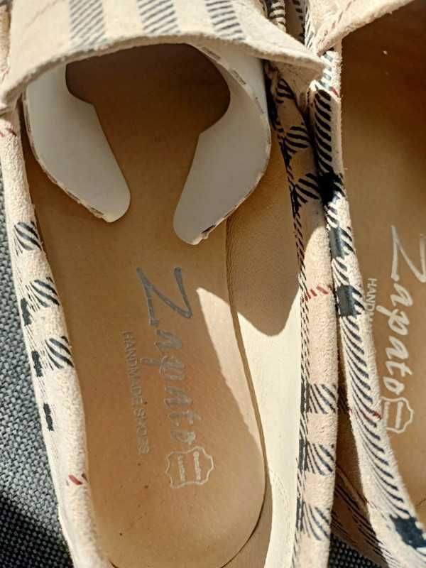 Mokasyny zapato kratka skóra zamsz r. 37