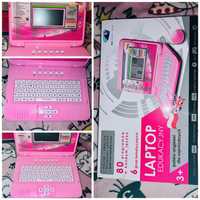 Laptop edukacyjny z zasilaczem różowy (jak nowy)