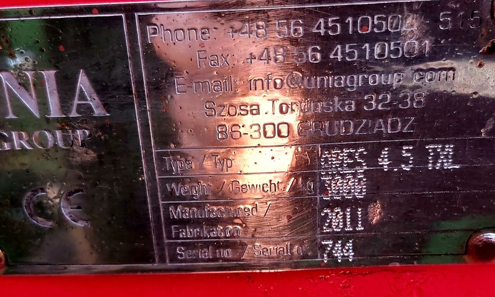 Unia Ares 4,5m Brona Talerzowa Talerzówka Hydraulicznie Składana Stan