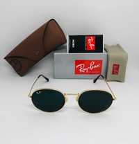 Солнцезащитные овальные очки Ray Ban Oval 3547 Gold-Black 54мм стекло