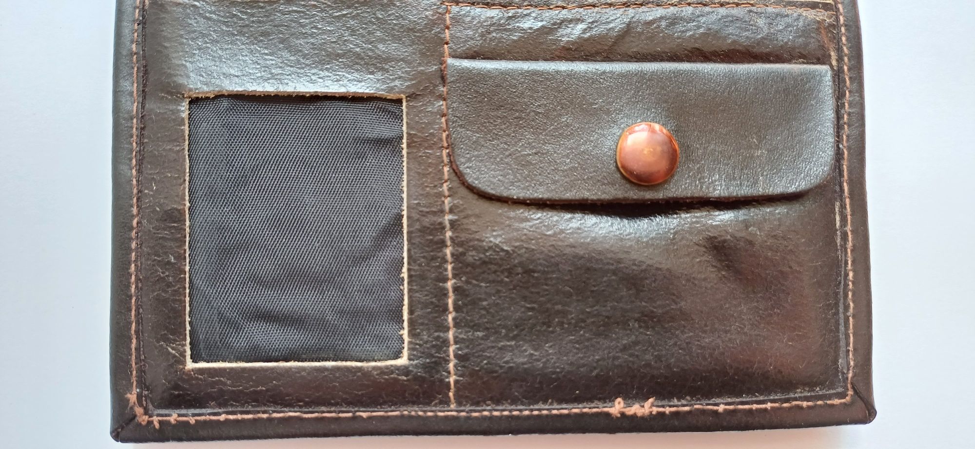 Stary skórzany portfel męski czarny * Elegant * PRL * Vintage