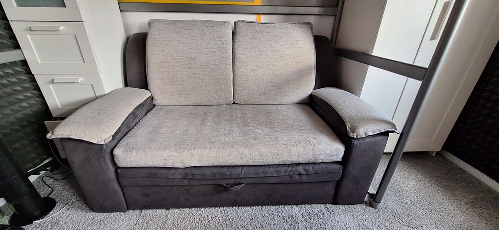 Sofa rozkładana 2 osobowa, szara