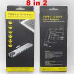 Hub 8в1 Адаптер Usb-A Type-С HDMI PD Хаб 8-in-2 SD TF RJ45 macbook 4K
