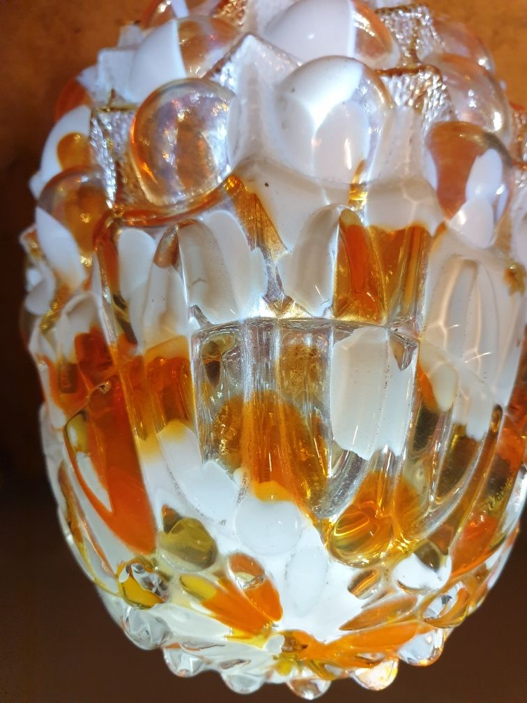 Fantástico grande candeeiro vintage em vidro opalino