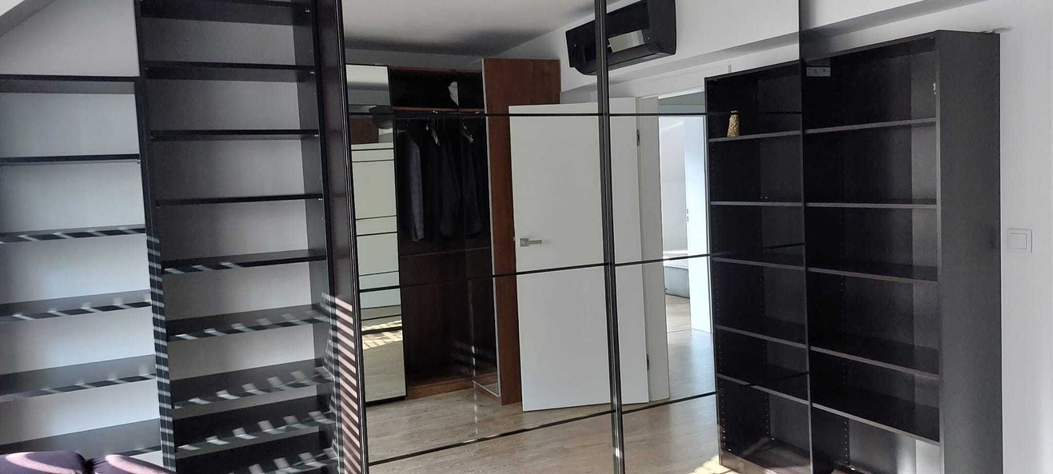 Szafa czarna PAX IKEA drzwi przesuwne z lustrami 236x200x60 236x150x60