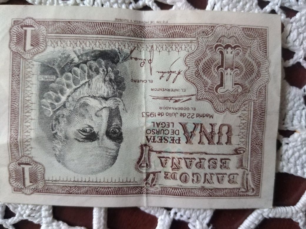 Nota de una peseta 22 de júlio de 1953 como nova 10€