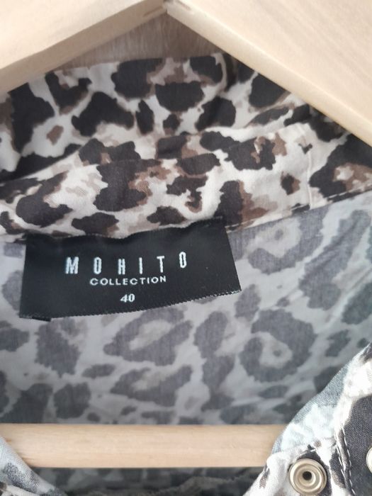 Sukienka Mohito 40 L Panterka szmizjerka pasek kołnierzyk midi
