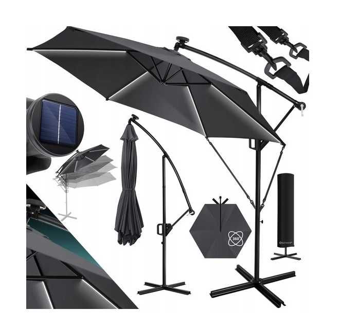 Parasol z oświetleniem KESSER szary 300 x 245 cm
