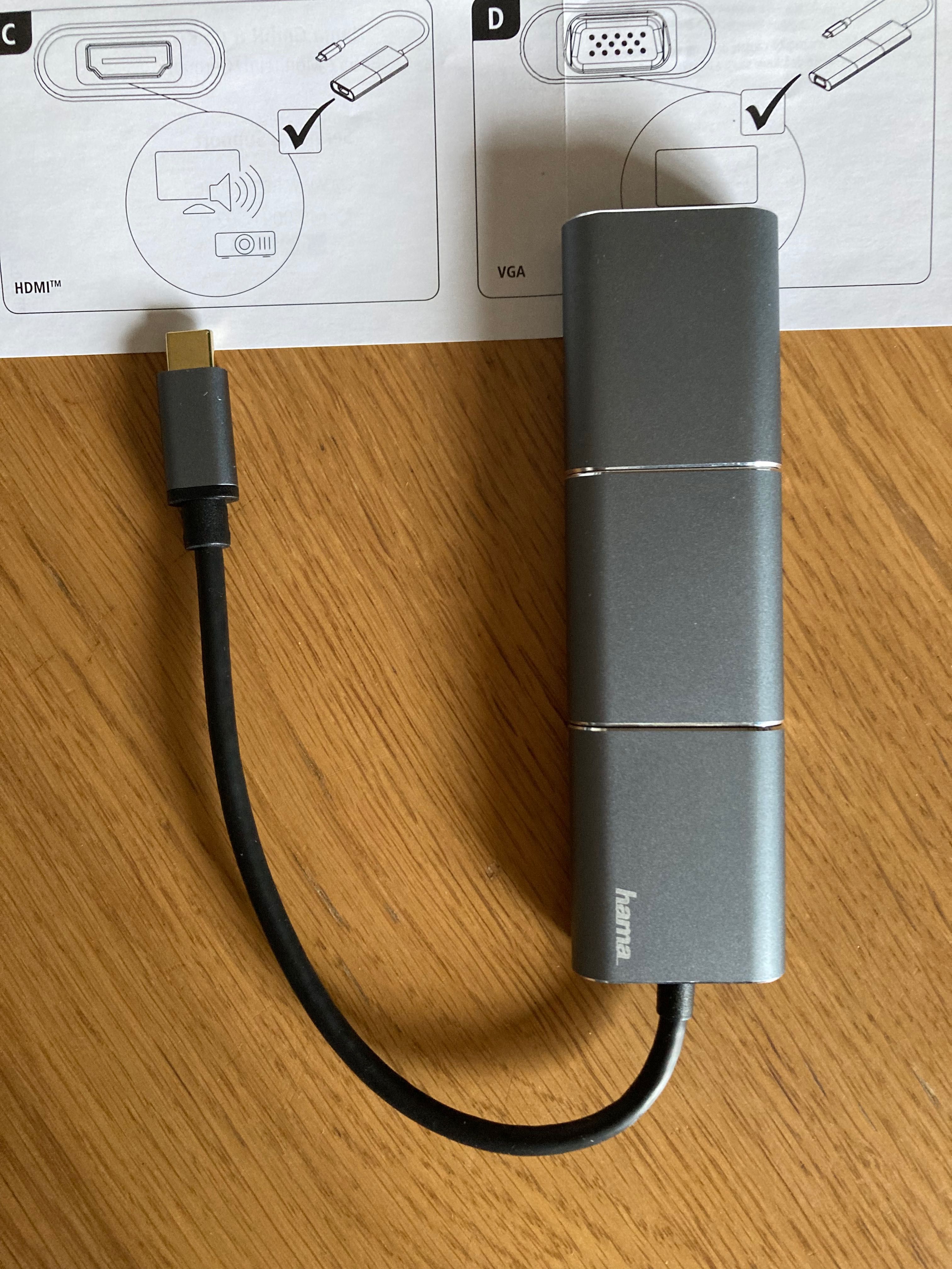 Adapter/Przejściówka USBC HDMI VGA Mini-DisplayPort Hama