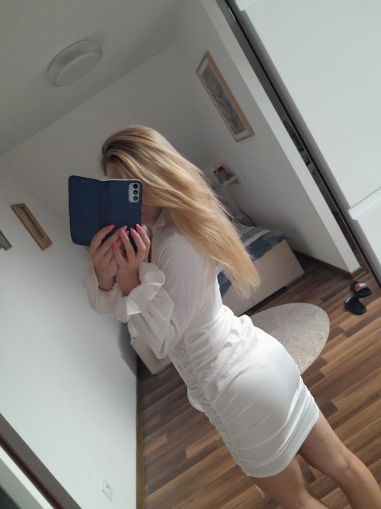 Sukienka  marszczoną dekolt letnia koszulowa sexy dekolt nowa s xs