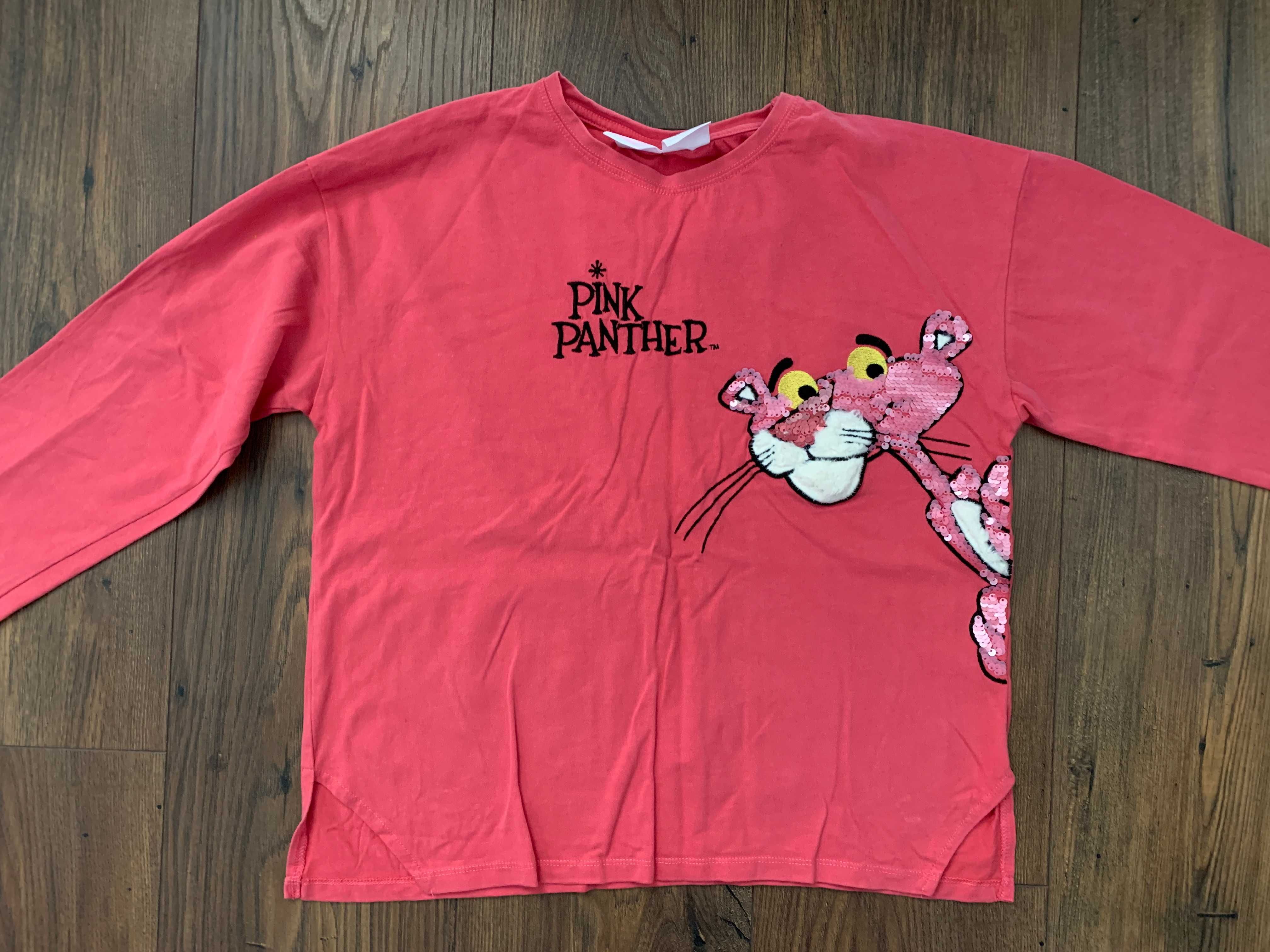 Zara Różowa Pantera różowa bluzka w długi rękaw cienka bluza 164